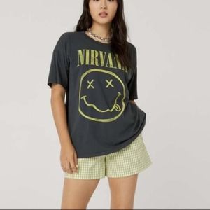 DAYDREAMER NWOT Nirvana Smiley Merch Band Tee Corporate Rock Whores XS Oversized